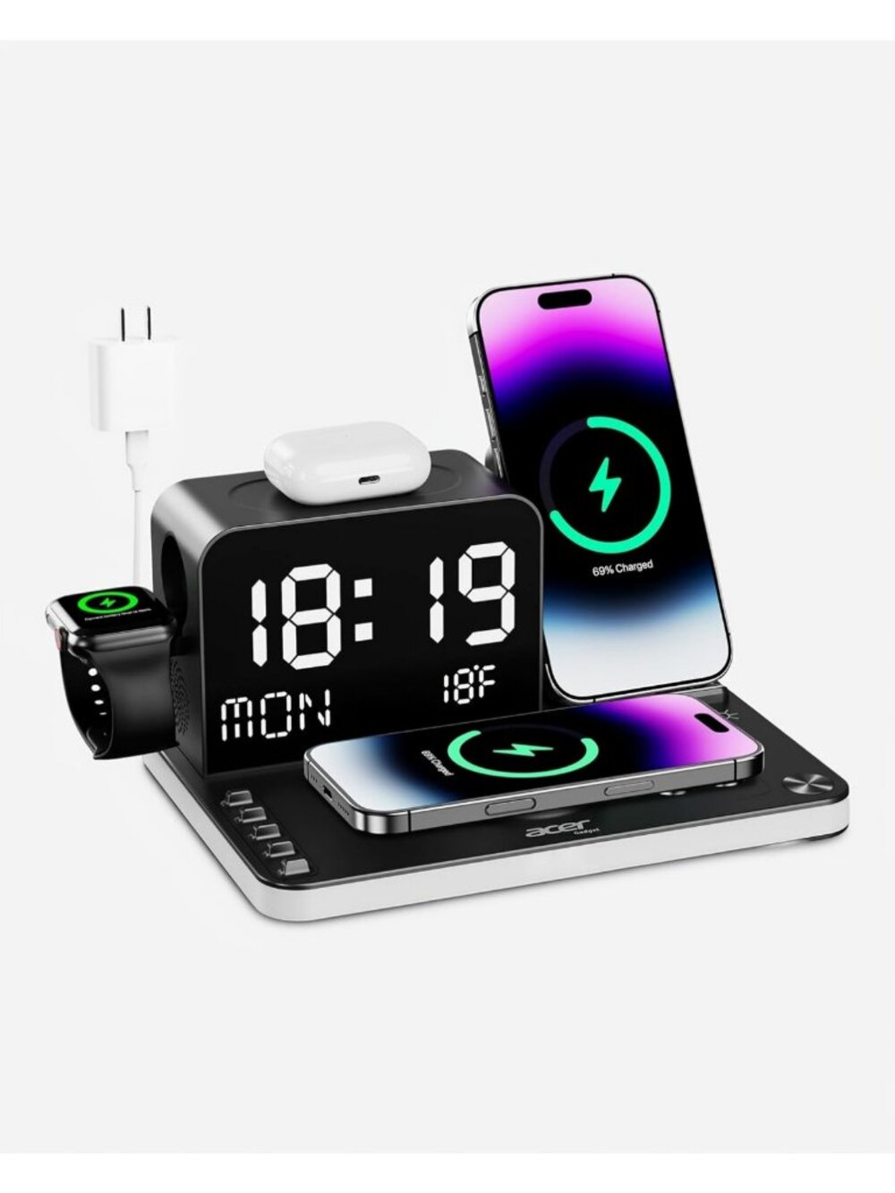 7-in-1 Wireless Charging Station for iPhone, Apple Watch, AirPods & More - Fast